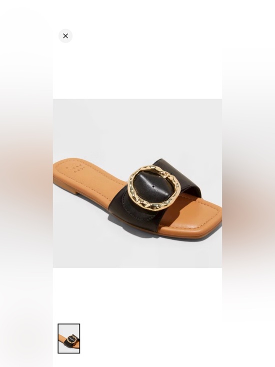 a new day Shoes - a new day Black Slide Sandal with Gold Round Buckle